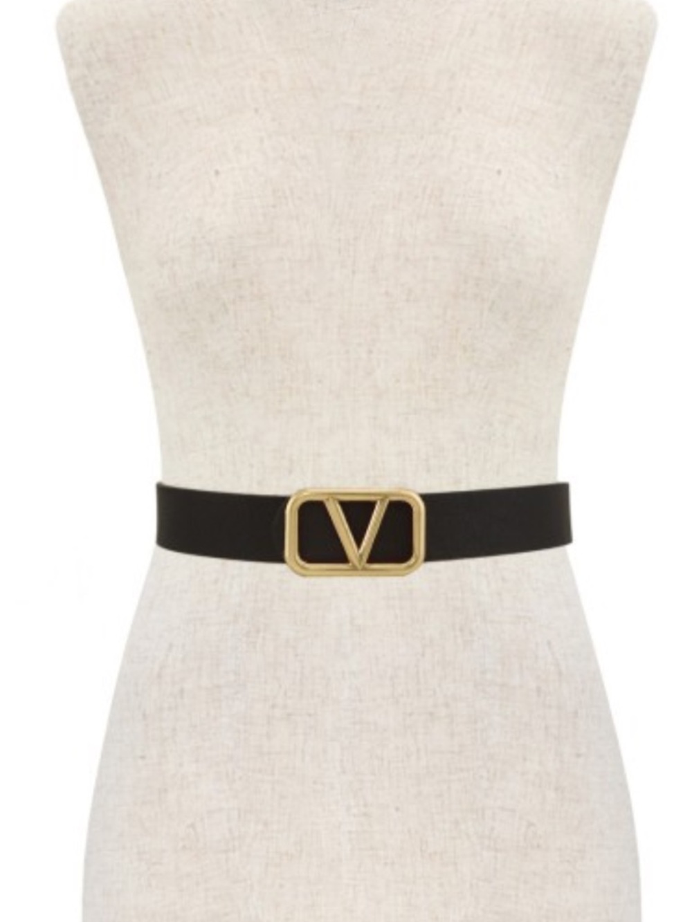 ShopEvelynne Faux Leather Belt with Gold V Buckle